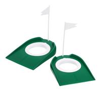 LALAFINA Detachable Golf Putting Cup Set with Flags, Vibrant Green Indoor and Outdoor Practice Putting Aid for Office and Golf Course, Made of Sturdy Pp and Cpe Materials, 2pcs