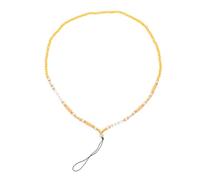 LALAFINA DIY Crystal Beaded Cellphone Lanyard with Alphabet Pottery Charms Multifunctional Yellow Mobile Phone Hanging Chain for Women Easy to Install Phone and Bag Decor Accessories