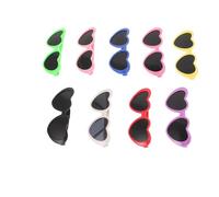 LALAFINA Dog Sunglasses and Secure Fit Heart-shaped 9pcs UV Protection Plastic Pet Eyewear for Small Dogs and Kittens for Party and Social Media Posts