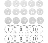 LALAFINA Door Number Tags Simple Design Stainless Steel 15 Pcs with Multipurpose Number Tags Sturdy and Not Easy to Deform Silver for Marking for Home and Door