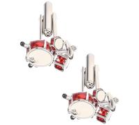 LALAFINA Drum Set Cufflinks Lightweight for Men and Women 2pcs Brass Material with Silver Colour and Easy to Use Clothes Accessories for Wedding or Birthday Occasions