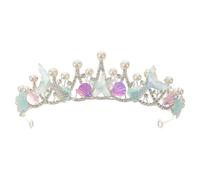 LALAFINA Elegant Baroque Mermaid Rhinestones Crown with Sturdy Encrusted Seashell and Comfortable Wear, Blue Bridal Tiara Headband for Princess Birthday and Casual Styling