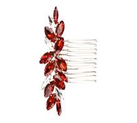 LALAFINA Elegant Bridal Rhinestone Hair Comb for Wedding Brides Red Alloy Material, Easy to Put for Evening Party or Christmas Hair Styling