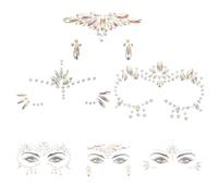 LALAFINA Face Gems Stickers Rhinestone Tattoos Glow in The Dark 3 Sheets with Assorted Colours, Does Not Leave Residue, for Day of The Dead and Carnival Festival Parties