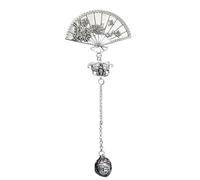 LALAFINA Fan Brooch Pin Easy to Attach Alloy Material Vintage Chinese Style with Dangle Tassel and Eye-catching Accessory for Women for Cheongsam Or Shawl