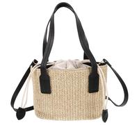 LALAFINA Fashion Polyester Canvas Belt Suitable Capacity Shoulder and Woven Crossbody Bucket Bag with Adjustable Material for Women for Beach and Party