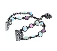 LALAFINA Fashionable Metal Pearl Watch Band for Watch Comfortable Strap for Men Women Durable Stylish Wrist Accessories Night Glow Black Grey