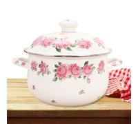 LALAFINA Flat Bottom Stock Pot Soup Stew Pot 9.82x7.86x7.86in Enamel Corrosion Resistance Multi-Functional Cooking Utensils for Home Kitchen