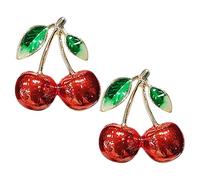 LALAFINA Fruit Brooch Pins 2Pcs Alloy Cherry Design Small Lapel Accessories for Women Holiday and Seasonal Outfits