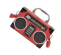 LALAFINA Funky Handbags PU Shoulder Bag with Radio Shape Design, Trendy Female Pouch Featuring Easy-To-Use Shoulder Strap, for Casual Outings and Stylish Women Looking for Quirky Retro