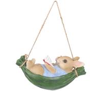 LALAFINA Garden Resin Rabbit Swing Statue Hanging Pendant with Delicate Craftsmanship for Balcony Lawn Outdoor Decoration