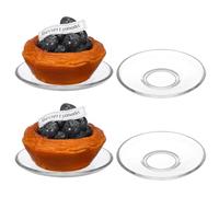 LALAFINA Glass Saucer Plates 4 Pieces 9X9Cm Round Coffee Saucers for Office Tea Break
