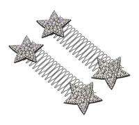 LALAFINA Hair Fixers Star Hair Clips 2pcs Stretchable Invisible Silver Iron U Shape Hairpin for Women Daily Hair Styling and Care