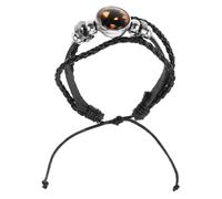 LALAFINA Halloween Braided Bracelet for Women with Pu Leather and Glass Beads, Comfortable Adjustable Woven Wristband, Stylish Hand Decor for Holiday Celebrations and Fashionable Ensembles