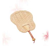 LALAFINA Handmade Knitted Cattail Leaf Shape Fan, Lightweight Yellow Plastic Handheld Cooling Fan with Good Toughness, Elegant Design for Parties and Beaches