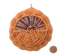 LALAFINA Handwoven Rattan Woven Bird Nest Feeder for Small Birds and Canaries Coffee- Plastic Nest with Removable Coconut Fiber Lining Chewproof Egg-laying Site Suitable for Indoor Aviaries