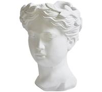 LALAFINA Head Plant Pot Resin Statue Sculpture Planter White Human Head Shape Delicate Stylish Creative Elegant for Interior Decoration and Home Gardening
