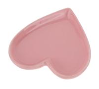 LALAFINA Heart Shaped Ceramic Jewelry Tray for Women and Creative Pink Trinket Dish for Rings Earrings Bracelets Decorative Plate for Desktop Organization and Display