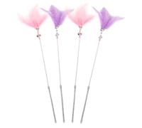 LALAFINA Interactive Cat Teaser Stick with Jingle Bell and Feather for Cats and Kittens, Stimulates Activity and Encourages Playful Interaction, Made of Sturdy Plastic and Feather,