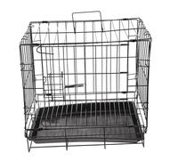 LALAFINA Iron Wire Folding Dog Crate, Medium Size Indoor Pet Cage for Small to Medium Dogs, Black Portable Kennel for Training and Travel