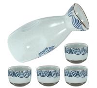LALAFINA Japanese Sake Set Ceramic Pot and Cups Kit for Home and Bars, Reusable Sake Serving Cups with Delicate Traditional Design, Portable Liquor Holders for Stylish Drinkware