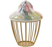 LALAFINA Large Capacity Hen Shape Egg Organizer Made of Sturdy Ceramic and Iron, Practical Farmhouse Style Food Storage Basket for Kitchen Or Moving into A New Home Color