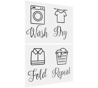 LALAFINA Laundry Room Signs Wash/Dry/fold/Repeat Stickers Black PVC Wear Resistance Easy to Apply Rustic Modern Style for Smooth Surface Wall Decoration