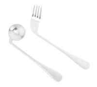 LALAFINA Lightweight Angled Feeding Fork and Spoon Set 7.87In Ergonomic Adaptive Tableware for Disabled Elderly Adults to Reduce Wrist Stress