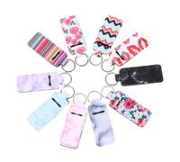 LALAFINA Lip Balm Keychain Holders Securely Hold Balm 10pcs Neoprene Clip-on Lip Cream Pouches Compact Design for Travel and Keyring Use