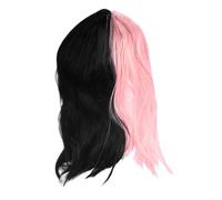 LALAFINA Long Wig with Two Color Stitching Design Black High Temperature Fiber Synthetic Wig for Stage Performance and Cosplay Dress up Fashionable Gradient with