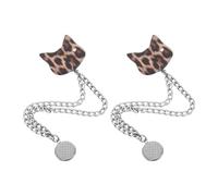 LALAFINA Magnetic Clothing Clips with Leopard Cat Design Double Chain Hem Pin for Pants Reusable Cuff Clips Anti-drag for Jeans and Trousers
