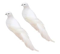 LALAFINA Material Clips White, Foam Ornaments with Realistic 2pcs Fine Workmanship Lifelike Feathered Bird Models for Art Crafts and Lawn Decoration for Garden and Photo Props