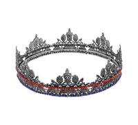 LALAFINA Medieval Style Black Alloy Crown with Delicate Craftsmanship and Universal Fit, Elegant Royal Themed Tiara for Adults, for Themed Parties and Wedding Celebrations
