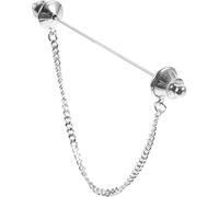 LALAFINA Men's Tie Pin with Silver Decorative Chain, Copper Material, Safe Design That Does Not Damage Clothing, for Shirt Collar Decoration and Formal Wear