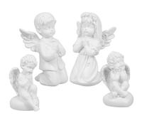 LALAFINA Mini Praying Angel Figurines Versatile Use Resin Sculptures 4pcs with Intricate Detailing Artistic White Cherub Statues for Home Decor and Desks for Bedroom or Office Decoration