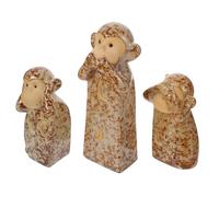 LALAFINA Monkey Statue Set Featuring Speak Figures Ceramic 3pcs with Decorative Appeal and Chic Style for Home and Office Decoration