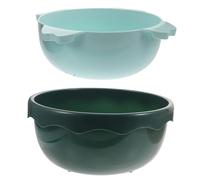 LALAFINA Multi-Functional Double Layer Kitchen Drain Basket with Storage Feature, Blue Pp Fruit and Vegetable Washing Basket for Kitchen and Housewarming Use