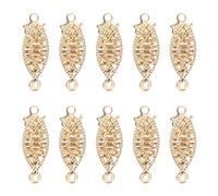 LALAFINA Multi-Strand Slide Lock Jewelry Clasps 10Pcs, Filigree Hollow Metal Fishhook Connectors for Layered Necklace Making Supplies