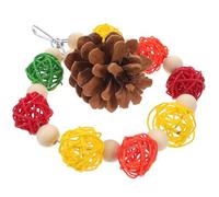LALAFINA Natural Pine Cone Bird Chew for Parrots and Birds Safe to Chew Hanging Foraging with Rattan Ball for Play