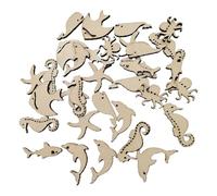 LALAFINA Ocean Animal Wooden Cutouts 50Pcs Unfinished Wood Slices for DIY Painting and Crafting Suitable for Boys and Art Projects and Home Ornament
