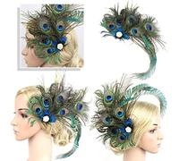 LALAFINA Peacock Fascinator Clip 1920s Flapper Hair Clip 20s Great Headpiece Peacock Retro Flapper Hair Accessories for Women Girls Green 1920s for Women