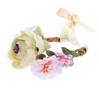 LALAFINA Pet Flower Crown Headband for Cats and Small Pets Beige Cloth Material with Simple and Elegant Design Convenient to Use on Occasions