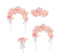 LALAFINA Pink Arch Flower Cake Topper Solid Bowknot, Romantic Cloth Cake Decoration for Wedding Anniversary or Valentine's Day Party, Delicate and Creative Design to Add Romantic Atmosphere