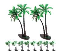 LALAFINA Plastic Coconut Tree 15Pcs Mini Artificial Palm Trees for Wild Forest Party Non-Edible Green Table Decor