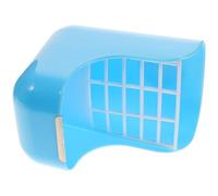 LALAFINA Plastic Feeder for Rabbit and Guinea Pig Flat Design, Blue Hanging Food Manger Preventing Food Waste and Biting, for Small Animal Cage Feeding