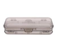 LALAFINA Plastic Pencil Storage Box with Lid for Artists and Small Items | Khaki ABS Design, Organises Sharpeners, Erasers and 15cm Rulers, Suitable for Drawers or Backpacks