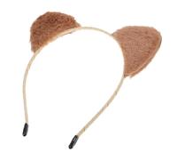 LALAFINA Plush Cat Ears Headband for Women with Gentle on Head and Secure Hold Features, Khaki Colour, for Face Washing, Skincare, Makeup, and Daily Use at Home