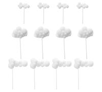 LALAFINA Plush Cloud Cake Toppers Set White with Large, Medium, and Small Sizes 12pcs for Birthday Party Cake Decoration and Cupcake Inserts