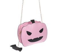 LALAFINA Portable Halloween Pumpkin Bag for Women with Bat Pendant, Pu Material One-shoulder Crossbody Bag in Pink, Versatile and Fashionable for Daily Use and Shopping