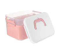 LALAFINA Portable Nail Polish Box Double-layer Nail Polish Glue Storage Box with Handle Pp Plastic Material Simple and Generous Look Design Practical Buckle Design